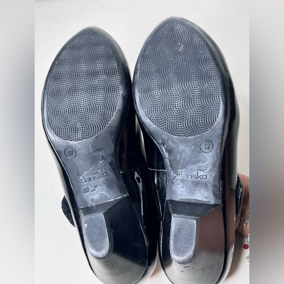 Dansko Black Patent Leather Goth Whimsigoth Sz 38 Mary Jane Heels - Picture 4 of 15